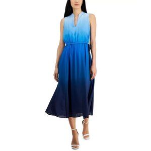 Anne Klein Plus Size Jenna Ombré Sleeveless Midi Dress Blue Size 1X MSRP $149